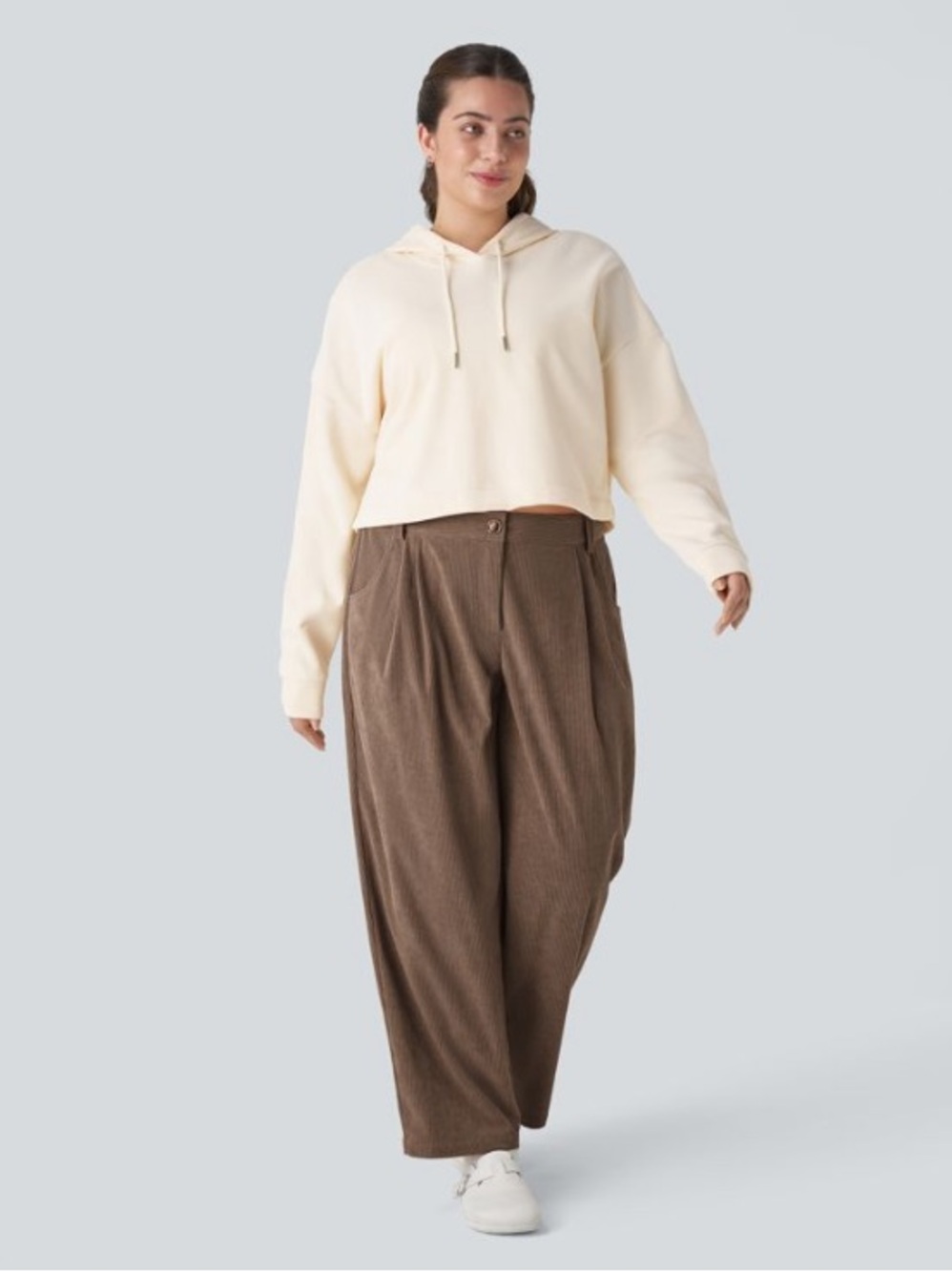 HALARA Brown Wide-Leg Corduroy Pants